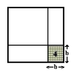 Arealet av kvadratet 4 med sidelengde b